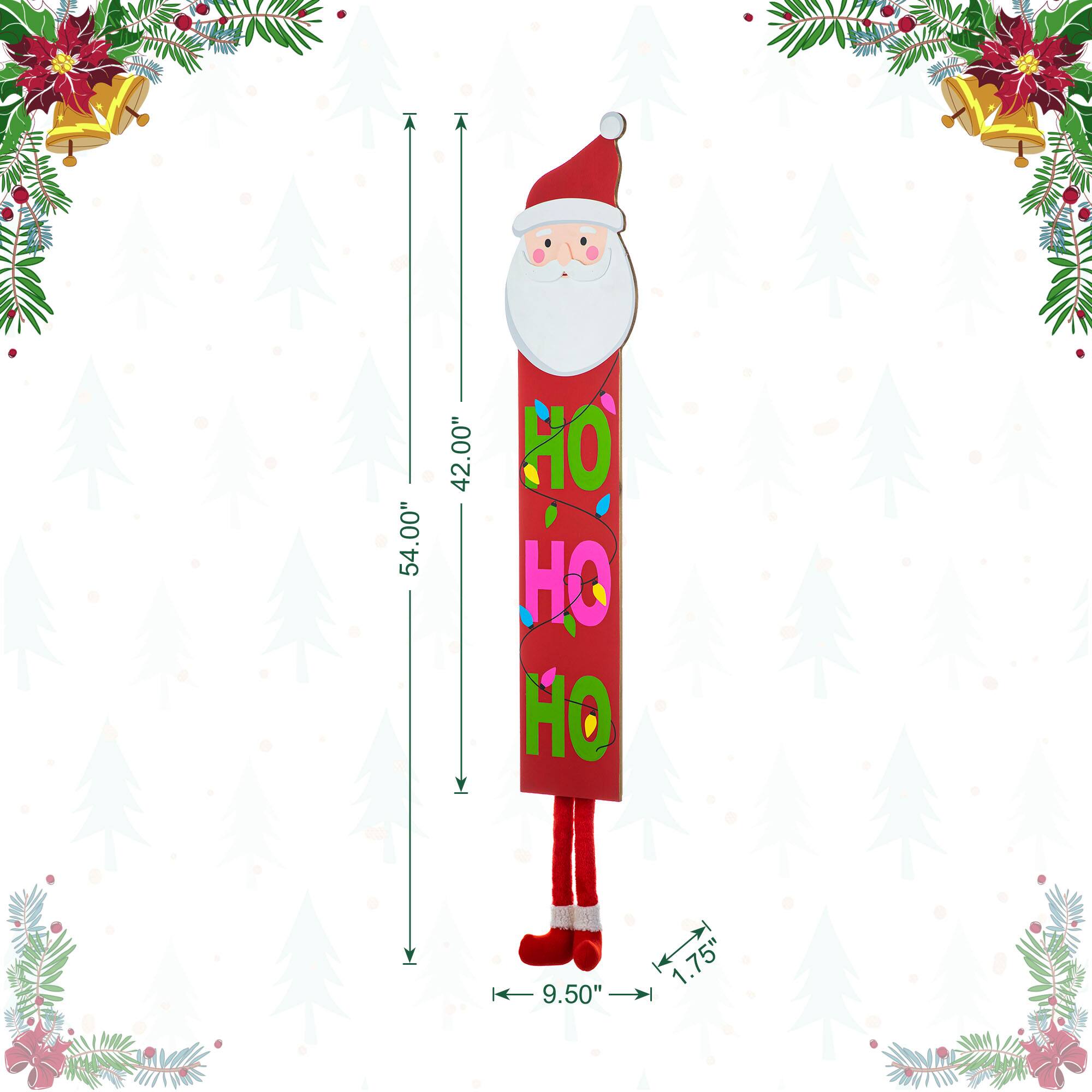 Glitzhome® 4.5ft. Wooden Santa Porch Sign with Fabric Dangling Legs